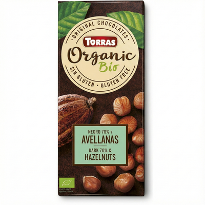 Torras Organic Dark Chocolate 70% with hazelnut