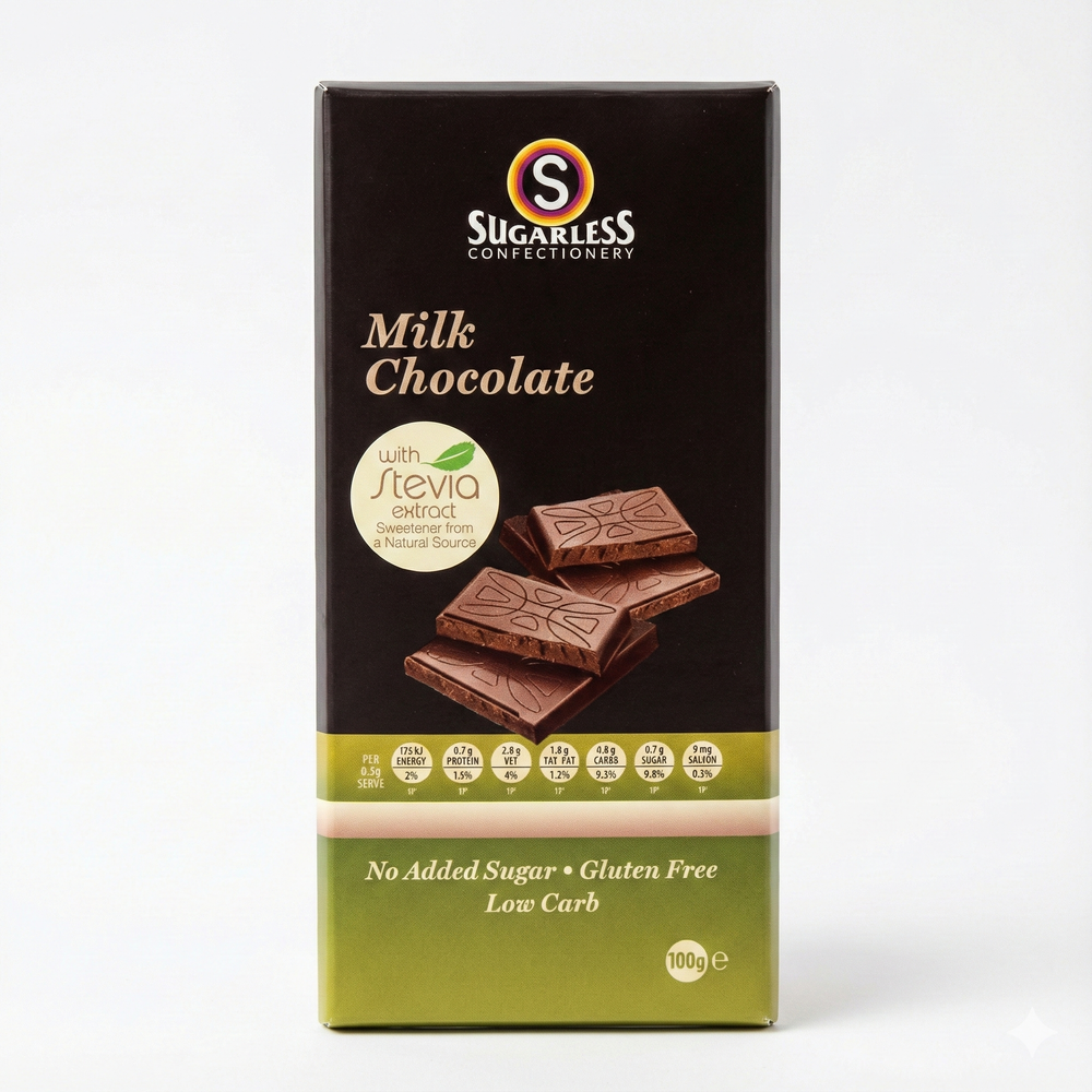 Stevia S/F Milk Chocolate 100g